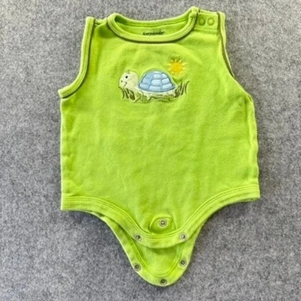 Vintage Adorable Weeplay Baby Bodysuit Lot 4pc Turtle Cow Bear Animal Print 0-9M